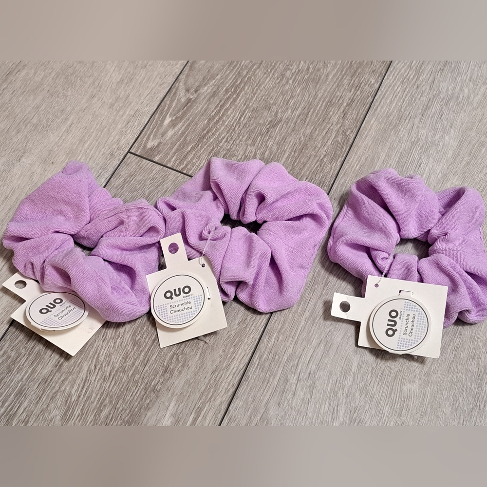 Brand New Set Of 3 Quo Beauty Lavender Hair Scrunchies Set